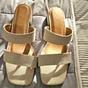 Joie Beige Linen Sandals Modern Slip-On Design Size 9